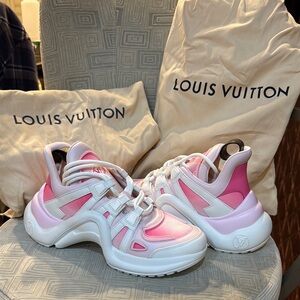 Louis Vuitton Pink and White Chunky Sneakers